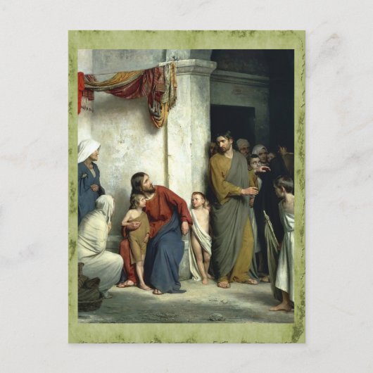 Christus en de kinderen door Carl Bloch Briefkaart (Voorkant)
