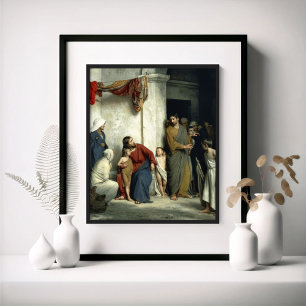 Christus en de kinderen poster