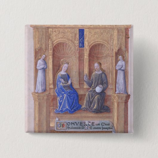 Christus en de Maagd Mary Enthroned Vierkante Button 5,1 Cm (Voorkant)