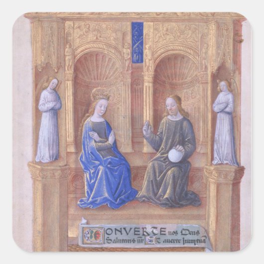 Christus en de Maagd Mary Enthroned Vierkante Sticker (Voorkant)