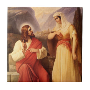 Christus en de Samaritaan door Christian Schleisne Tegeltje