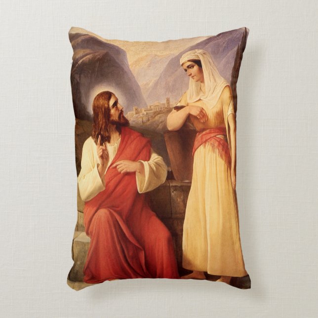 Christus en de Samaritaan van Christian Schleisner Accent Kussen (Voorkant(Verticaal))