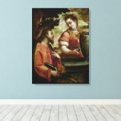 Christus en de vrouw van Samaria, c.1575-80 Canvas Afdruk (Insitu (Houten vloer))