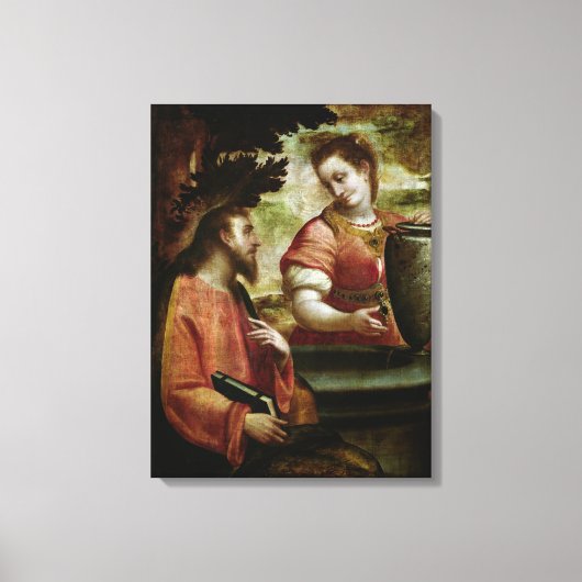 Christus en de vrouw van Samaria, c.1575-80 Canvas Afdruk (Voorkant)