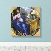 Christus en de vrouw van Samaria Canvas Afdruk (Insitu (Houten vloer))