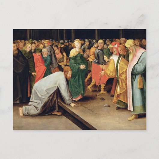 Christus en de vrouwen in overspel, 1628 briefkaart (Voorkant)