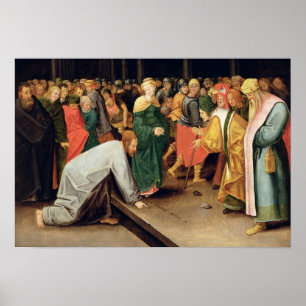 Christus en de vrouwen in overspel, 1628 poster