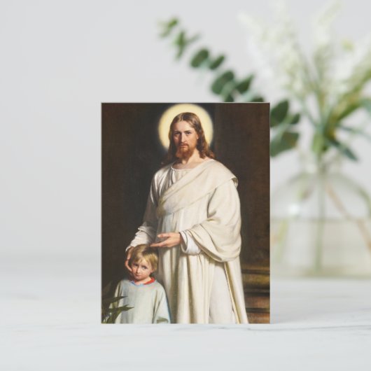 Christus en het jonge kind door Carl Heinrich Bloc Briefkaart (Staand voorkant)