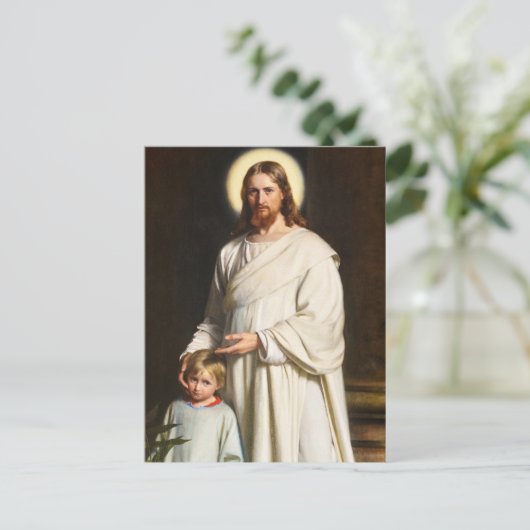 Christus en het jonge kind door Carl Heinrich Bloc Uitnodiging Briefkaart (Staand voorkant)