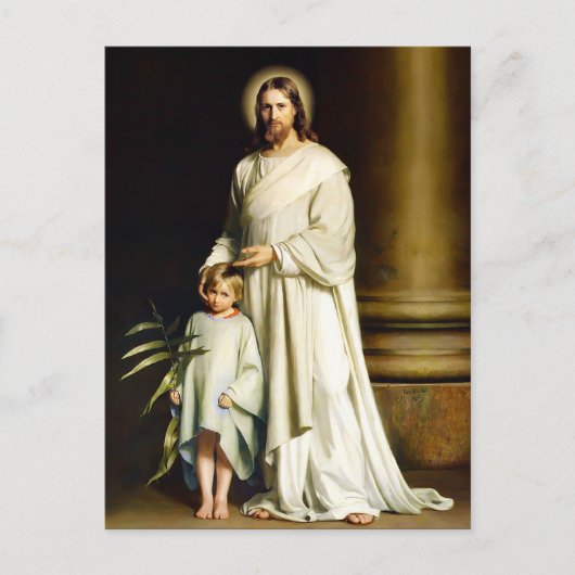 Christus en kind. Fine Art Easter-Briefkaarten Feestdagenkaart (Voorkant)