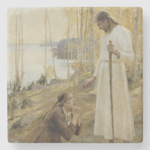 Christus en Mary Magdalene in het Finse platteland Stenen Onderzetter