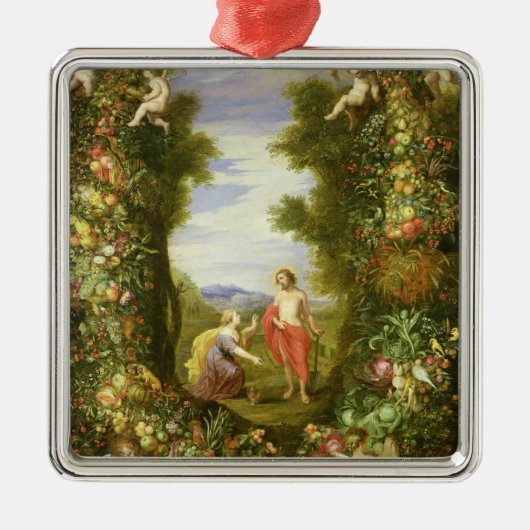 Christus en Mary Magdalene Metalen Ornament (Voorkant)