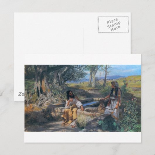 Christus en Samaritaanse vrouw ongeveer 1890 Briefkaart (Voorkant / Achterkant)