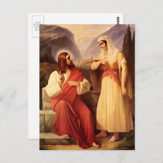 Christus en Samaritan van Christelijke Schleisner Briefkaart (Voorkant / Achterkant)