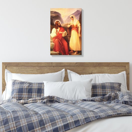 Christus en Samaritan van Christelijke Schleisner Canvas Afdruk (Insitu (Slaapkamer))