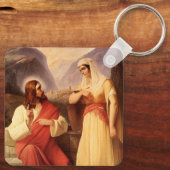 Christus en Samaritan van Christelijke Schleisner Sleutelhanger (Achterkant)