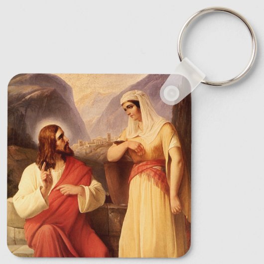 Christus en Samaritan van Christelijke Schleisner Sleutelhanger (Achterkant)