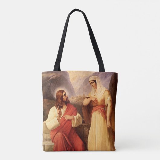 Christus en Samaritan van Christelijke Schleisner Tote Bag (Achterkant)