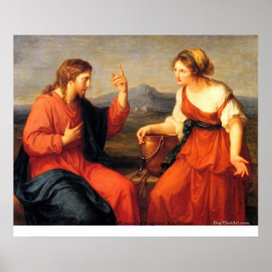 Christus en Samaritan Woman van Angelica Kauffmann Poster (Voorkant)