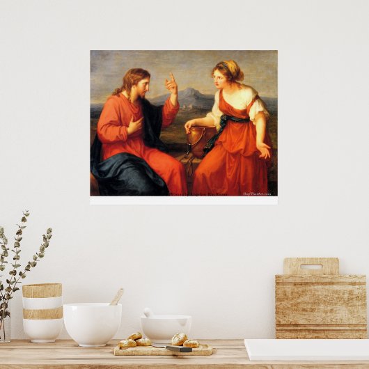 Christus en Samaritan Woman van Angelica Kauffmann Poster (Keuken)