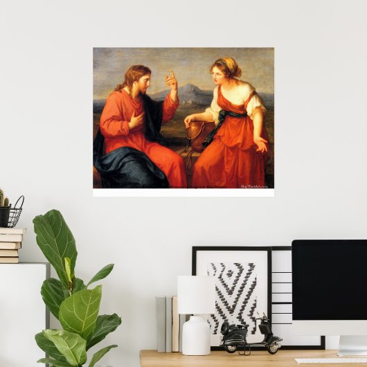 Christus en Samaritan Woman van Angelica Kauffmann Poster (Thuiskantoor)