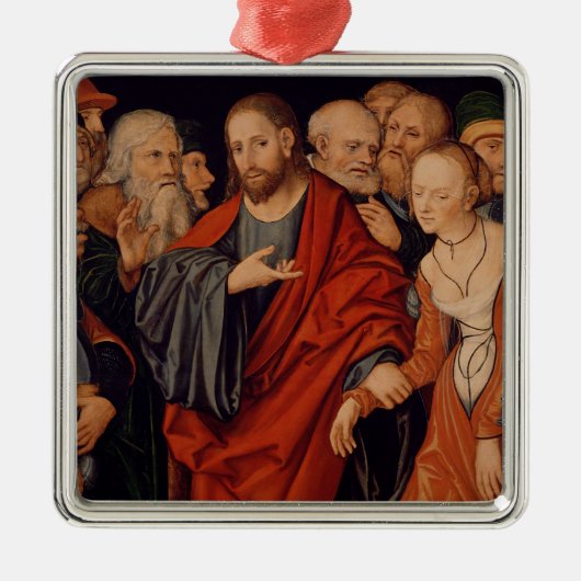 Christus en Vrouw in de overspel Metalen Ornament (Voorkant)