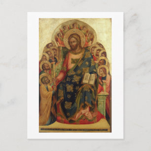 Christus Enthroned met heiligen en Angels die de Briefkaart