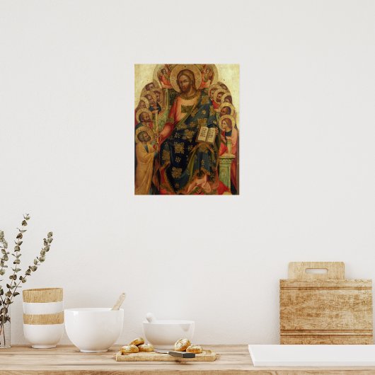 Christus Enthroned met heiligen en Angels die de Poster (Keuken)