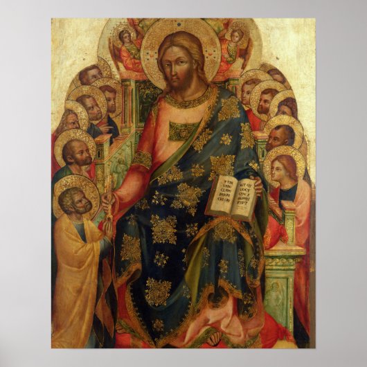 Christus Enthroned met heiligen en Angels die de Poster (Voorkant)