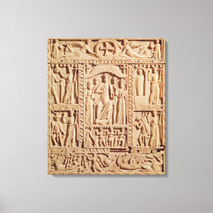 Christus Enthroned van een Evangelistary Canvas Afdruk