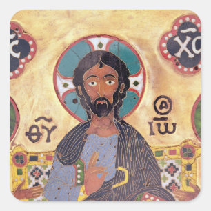 Christus Enthroned Vierkante Sticker