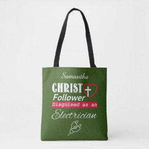 Christus Follower Christelijk als elektricien Tote Bag