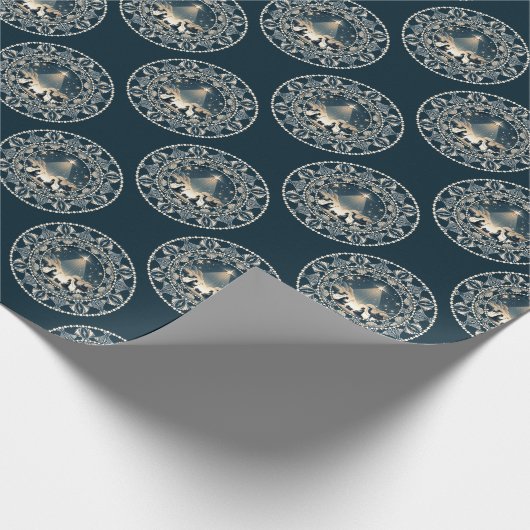 Christus Geboorte Ster van Wonder Polka Dot Mandal Cadeaupapier (Hoek)