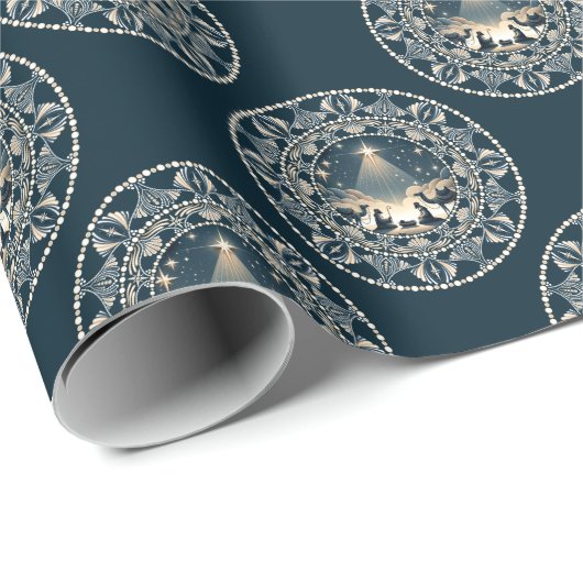 Christus Geboorte Ster van Wonder Polka Dot Mandal Cadeaupapier (Rol Hoek)