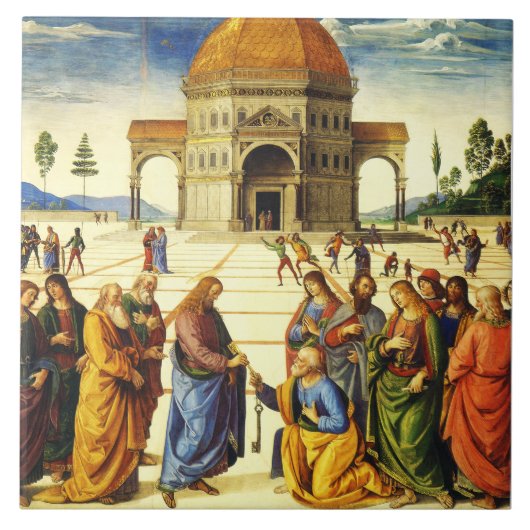 Christus geeft de sleutels aan Sint-Pieter Tegeltje (Voorkant)