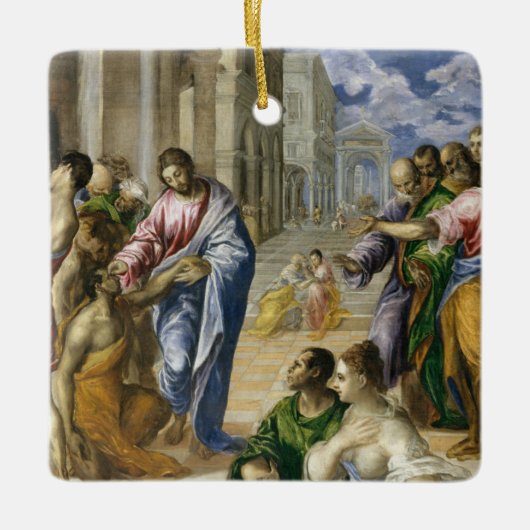 Christus Healing the Blind Keramisch Ornament (Voorkant)
