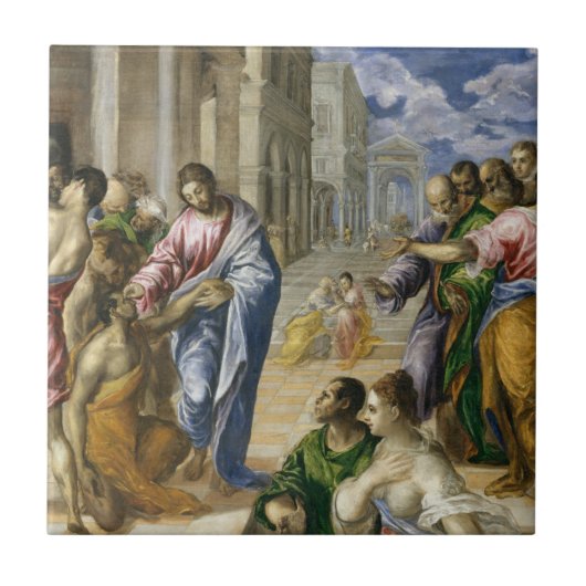 Christus Healing the Blind Tegeltje (Voorkant)