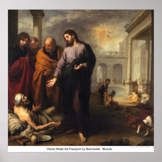 Christus Heelt de Paralytic van Bartolome Murillo Poster