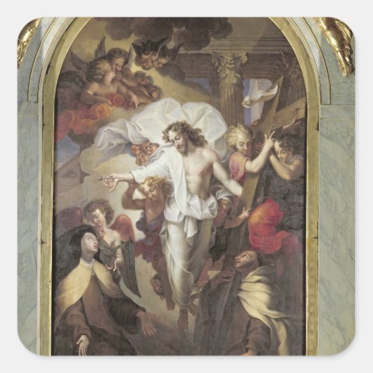 Christus herurrecteerd vierkante sticker (Voorkant)