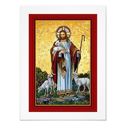 CHRISTUS, HET GOEDE HERDERMOZAÏEK FOTO AFDRUK (Voorkant)
