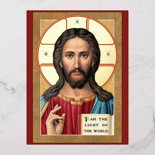 Christus het licht van de wereld folie feestdagen briefkaart (Voorkant)