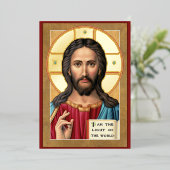 Christus het licht van de wereld folie feestdagenkaart (Staand Voorkant)