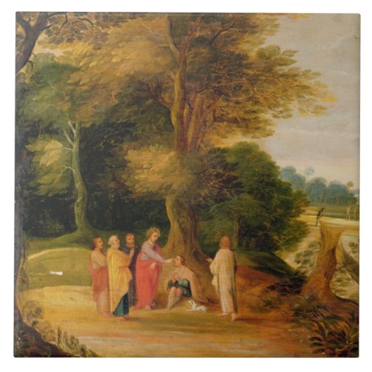Christus Het witte Man genezen Tegeltje (Voorkant)