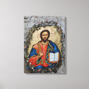 Christus Icon Cave tekening Canvas Print