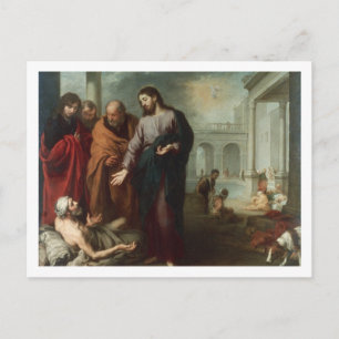 Christus in de pool van Bethesda, 1667-70 (olie op Briefkaart
