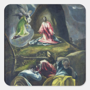 Christus in de tuin van de olijven vierkante sticker