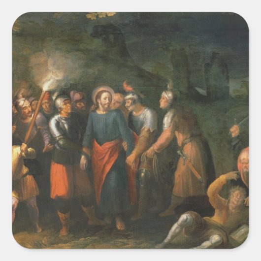 Christus in de tuin van Gethsemane Vierkante Sticker (Voorkant)