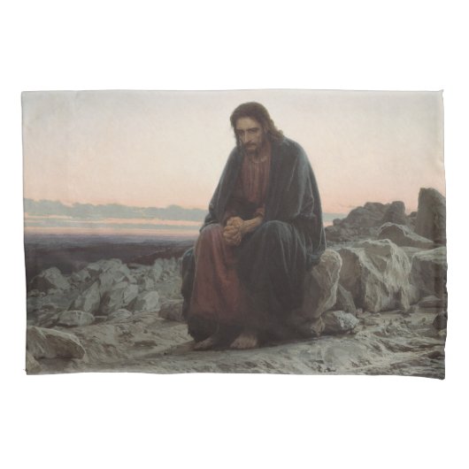 Christus in de wilde natuur (door Ivan Kramskoi) Kussensloop (Voorkant)