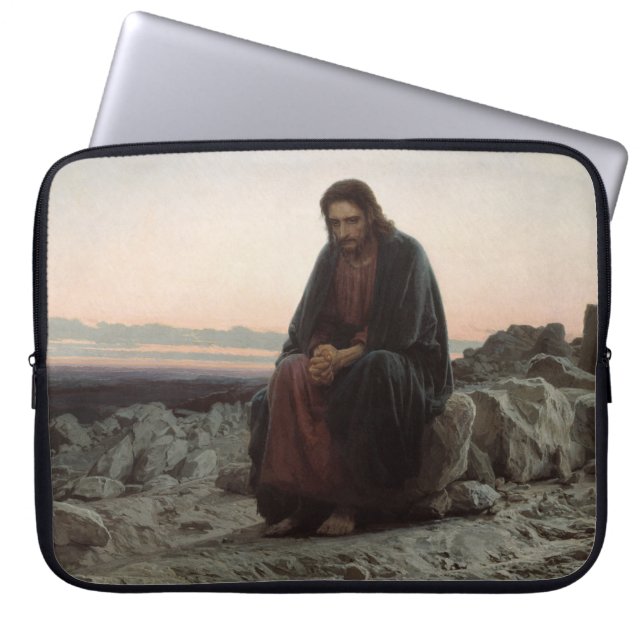 Christus in de wilde natuur (door Ivan Kramskoi) Laptop Sleeve (Voorkant)