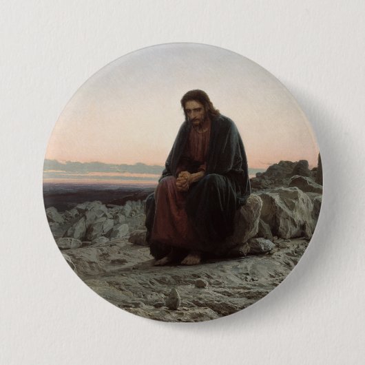 Christus in de wilde natuur (door Ivan Kramskoy) Ronde Button 7,6 Cm (Voorkant)